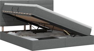 vidaXL Cama Con Almacenamiento Y Colch&oacute;n Gris Oscuro 140 X 200 Cm Tela Vidaxl