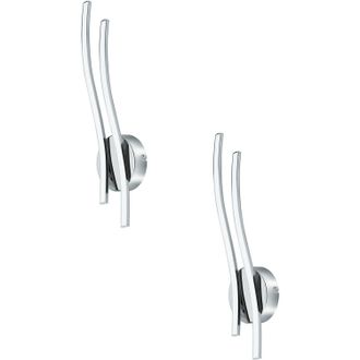 Loops 2 PACK Wall Light Colour Chrome Plated Shade White Plastic LED 2x5W Included