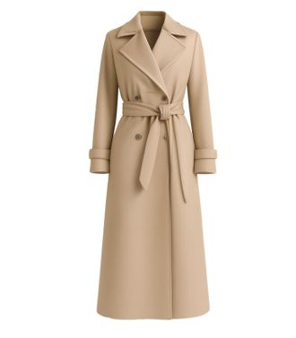 Generic Womens Coats Winter Single Breasted Wool Blend Jacket Causal Lapel Collar Belted Button Elegant Coat Windbreaker Jacket Ladies Long Sleeve Tops Mid-Le