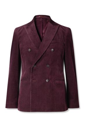 Mr P. Slim-Fit Double-Breasted Cotton and Cashmere-Blend Corduroy Tuxedo Jacket