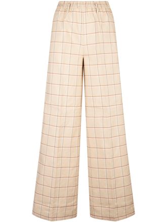 Forte_Forte Loose Tartan Pattern Trousers with Elasticated Waistband