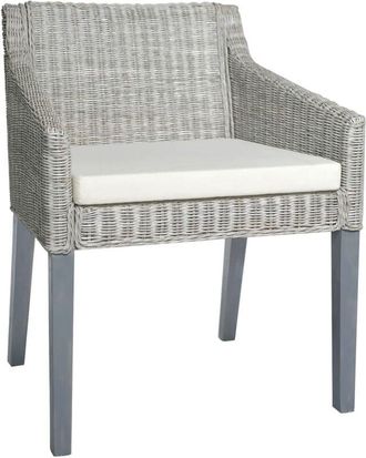 vidaXL Silla de comedor con cojín ratán natural gris Vidaxl