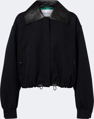 Givenchy Leather-trimmed cotton and wool jacket