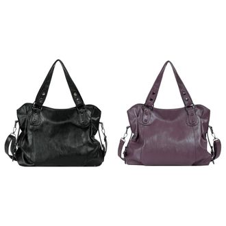 Generic PU Leather Shoulder Bag Womens Retro Crossbody Bag with Rivets Large Capacity for Work Shopping Travel