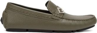 Fendi Mocassini in pelle con logo FF - Verde