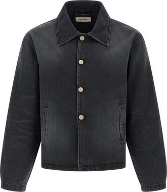 Mfpen Black Organic Cotton Denim Mens Jacket
