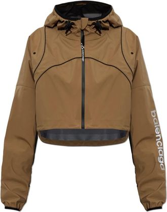 Balenciaga Korte coltrui jas met capuchon - Dames - Zomerjassen - Bruin - S - Polyester - Jassen