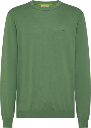 Sun 68 Basis Salie Groene Trui - Heren - Ronde hals truien - Groen - L - Katoen - Truien & Vesten