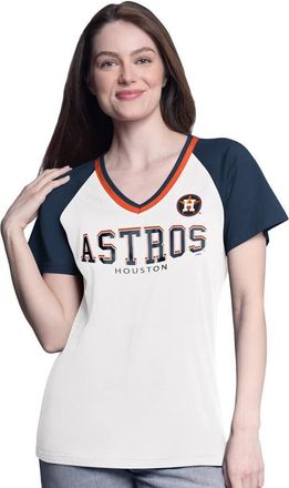 G-III 4Her by Carl Banks Womens G-III 4Her by Carl Banks White/Navy Houston Astros Ball Park Raglan V-Neck T-Shirt at Nordstrom, Size Small