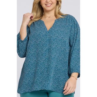 NYDJ Pintuck Top in Dune Ditsy at Nordstrom, Size 0X