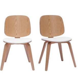 Miliboo Set De 2 Sillas De Madera Clara Y Blanca Beck