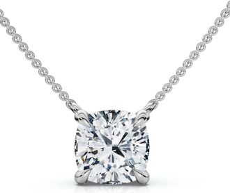 Pompeii3 1Ct Cushion Solitaire Diamond Pendant 14k Gold 18 Necklace Lab Grown
