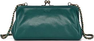 OLD TREND Iris Genuine Leather Vintage Frame Crossbody Bag in Teal at Nordstrom