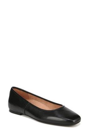 Vionic Orinda Square Toe Flat in Black Leather at Nordstrom Rack, Size 8.5