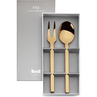 Mepra Stile By Pininfarina Serving Set - 2 Pieces in Gold at Nordstrom