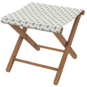 Vent de Boh&egrave;me Taburete plegable de eucalipto y tela outdoor dise&ntilde;o de palmeras