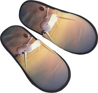 Generic Warm Slipper Airplane In The At Sunset Home Slipper Unisex Fluffy Slippers Non-Slip House Shoes For Bedroom Travel Hotel L
