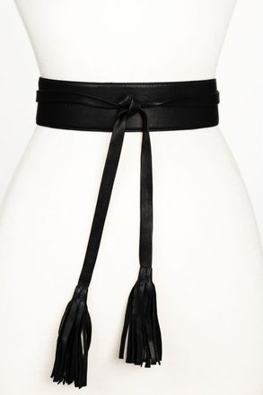 Raina Wrap Leather Belt in Black at Nordstrom, Size Medium/large