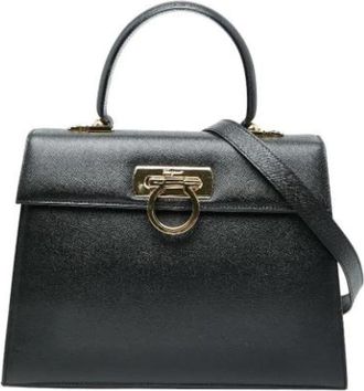 Ferragamo Pre-owned Leren Handtas - Dames - Vintage Handtas - Zwart - ONE Size - Leer - Vintage
