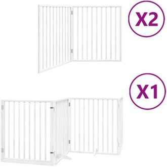 vidaXL Puerta De Perros Plegable 8 Paneles Madera &Aacute;lamo Blanca 640 Cm Vidaxl