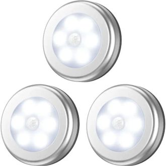 OEM Pack De 3 Luces Nocturnas De 6 Led Con Sensor De Movimiento Y Funci&oacute;n De Encendido/apagado Autom&aacute;tico Para Pasillo/cocina/dormitorio/escaleras/armario