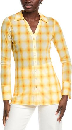 Rebecca Taylor Ombre Plaid Mesh Button Down Shirt