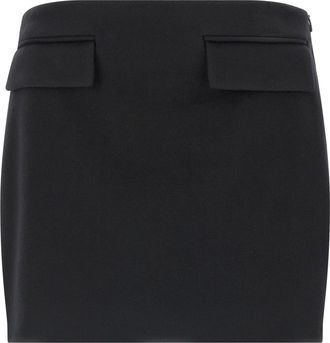 Ferragamo Black Virgin Wool Long Womens Skirt
