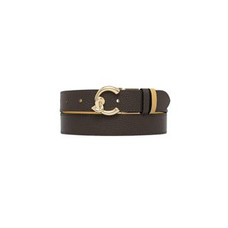 Coccinelle C-Me Omkeerbare Gehamerde Leren Riem - Dames - Accessoires - Groen - Maat: M Leer