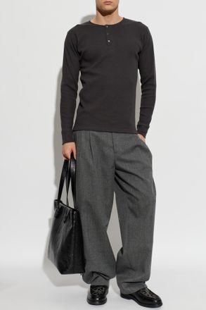Christophe Lemaire Ribbed Top With Long Sleeves, Mens, Grey