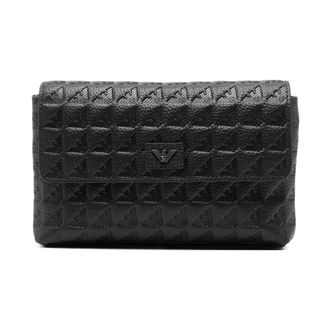 Emporio Armani Borsa a tracolla in pelle con motivo geometrico goffrato - - Bags - Uomo - Nero - ONE SIZE