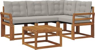 vidaXL Conjunto De Sof&aacute;s De Exterior 5 Uds. Gris Natural Y Claro Vidaxl