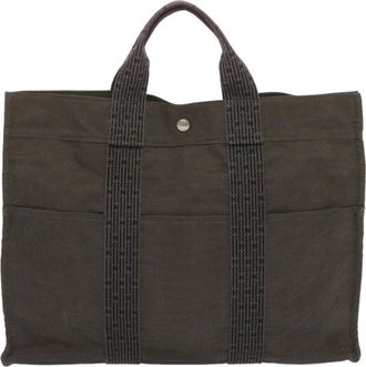 Hermès Herline Grey Canvas Tote Bag (Pre-Owned)