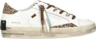 Crime London White Sk8 Deluxe Strass Laces Leather Sneakers