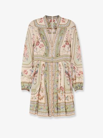 Zimmermann Vestito Roselight Plunge in lino con stampa Tapestry - ZIMMERMANN - gender_Woman