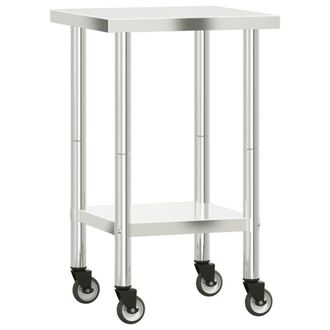 vidaXL Vidaxl - Mesa De Trabajo De Cocina Con Ruedas Acero Inox 55x55x85 Cm