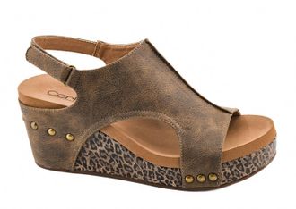 Corkys Footwear Womens Carley Wedge Sandals In Espresso Combo