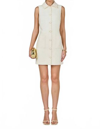 endless rose Tweed Collared Mini Dress In Ivory