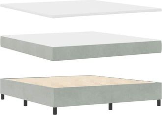vidaXL Vidaxl Cama Con Somier Con Colch&oacute;n Y Banco Gris Claro 180x200 Cm Terciopelo