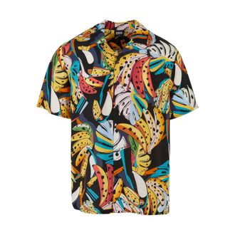 Urban Classics Heren Toucan Viscose All-Over Print Resort Overhemd (Zwart/Multikleurig)