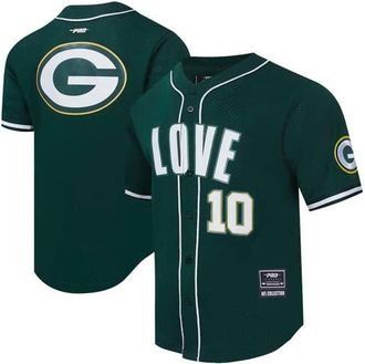 Pro Standard Mens Pro Standard Jordan Love Green Green Bay Packers Player Name & Number Mesh Button-Up Baseball Shirt at Nordstrom, Size Xx-Large