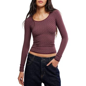 Free People Love Letter Long Sleeve Top in Vintage Grape at Nordstrom, Size Medium