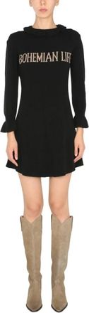 Alberta Ferretti High Neck With Ruffles B - Dames - Korte kleedjes - Zwart - S - Kleedjes