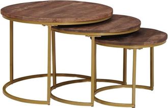 vidaXL Nesting Coffee Tables 3 pcs Solid Mango Wood and Steel vidaXL