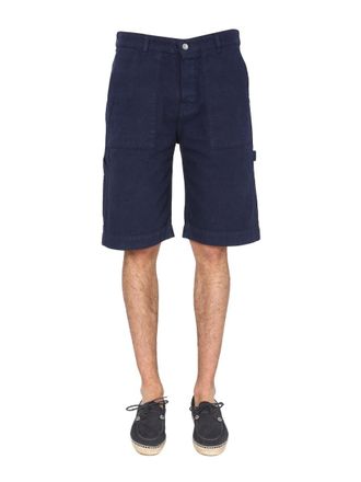Ymc You Must Create Cotton Canvas Bermuda Shorts - Blue