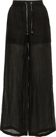 Lorena Antoniazzi semi-sheer straight-leg trousers - women - Viscose/Ramie/Polyester/Cotton - 38 - Black