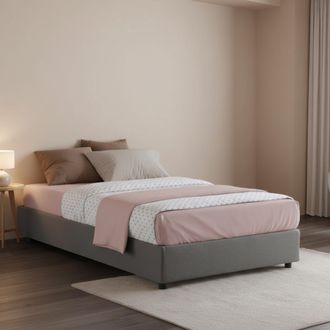 Dmora Talamo Italia - Cama De Plaza Y Media Rebecca, Cama Contenedor Con Revestimiento De Tela, 100% Made In Italy, Apertura Frontal, Con Colch&oacute;n 120x200 Cm