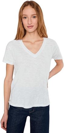 Mod-o-doc Short Sleeve V-Neck Boxy T-Shirts Womens Clothing White : LG (US 12-14), Cotton