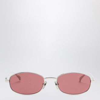 Gucci Silver/red oval sunglasses