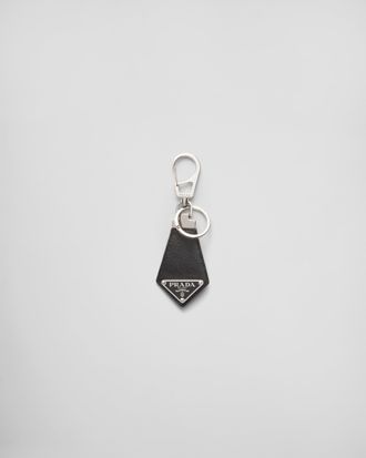 Prada Saffiano Leather Keychain, Man, Black
