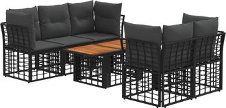 vidaXL Conjunto De Sof&aacute;s De Jard&iacute;n 6 Uds. Negro Y Gris Oscuro Vidaxl